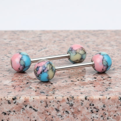 Nipple Bar Set with Synthetic Stones