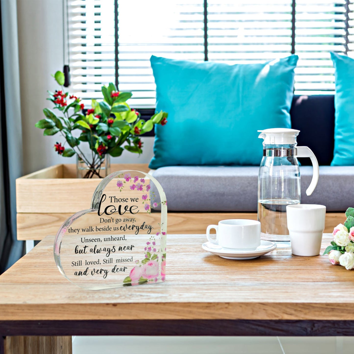 Memorial Heart With Gift Box - Acrylic Floral Design