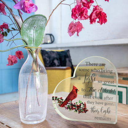Memorial Heart With Gift Box - Acrylic Cardinal Bird