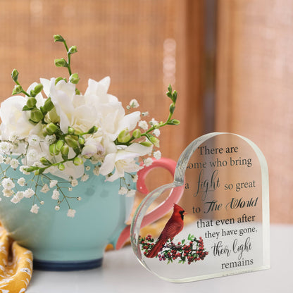 Memorial Heart With Gift Box - Acrylic Cardinal Bird