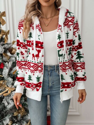 Women's Christmas Zip-Up Hoodie Jacket