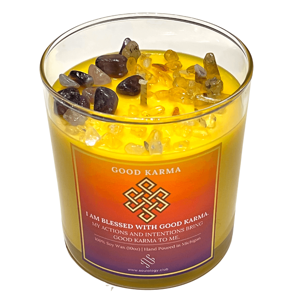 Good Karma Crystal Manifestation Candle - Karmic Cleansing