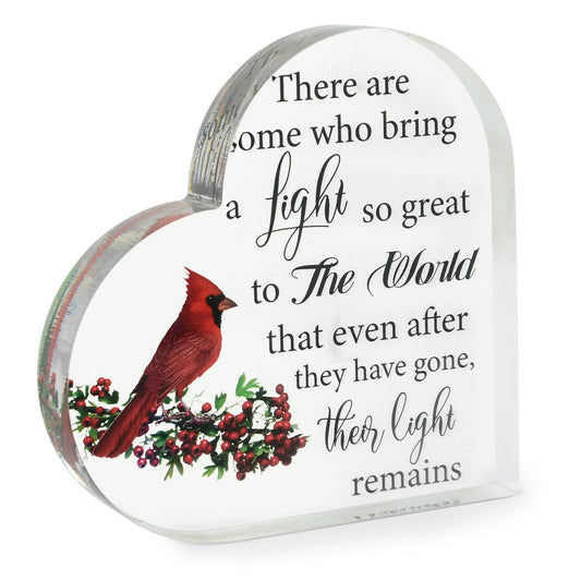 Memorial Heart With Gift Box - Acrylic Cardinal Bird