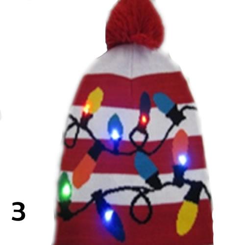 Pom Pom Party Holiday Hats With LED Lights Fashion Hut Jewelry