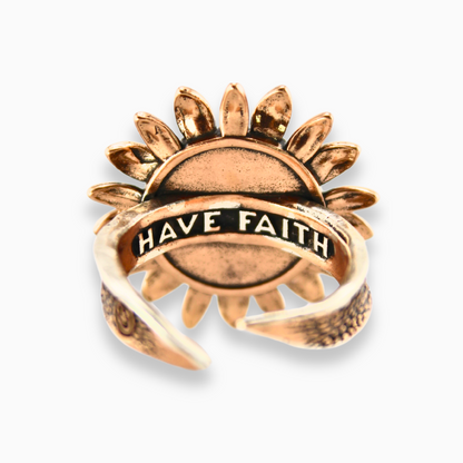 Have Faith Sunflower Inspire Adjustable Ring