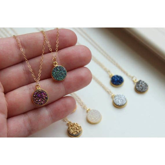 Round Druzy Necklace | Fashion Hut Jewelry