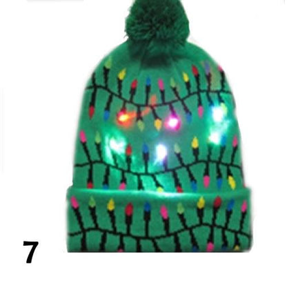 Pom Pom Party Holiday Hats With LED Lights Fashion Hut Jewelry