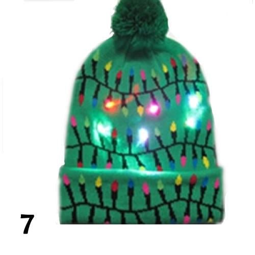 Pom Pom Party Holiday Hats With LED Lights Fashion Hut Jewelry