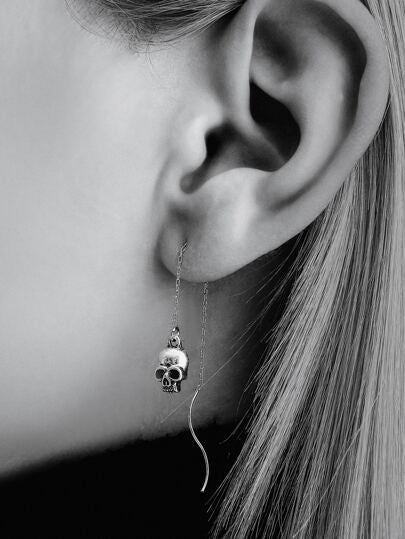 Funky Skull Threader Earrings