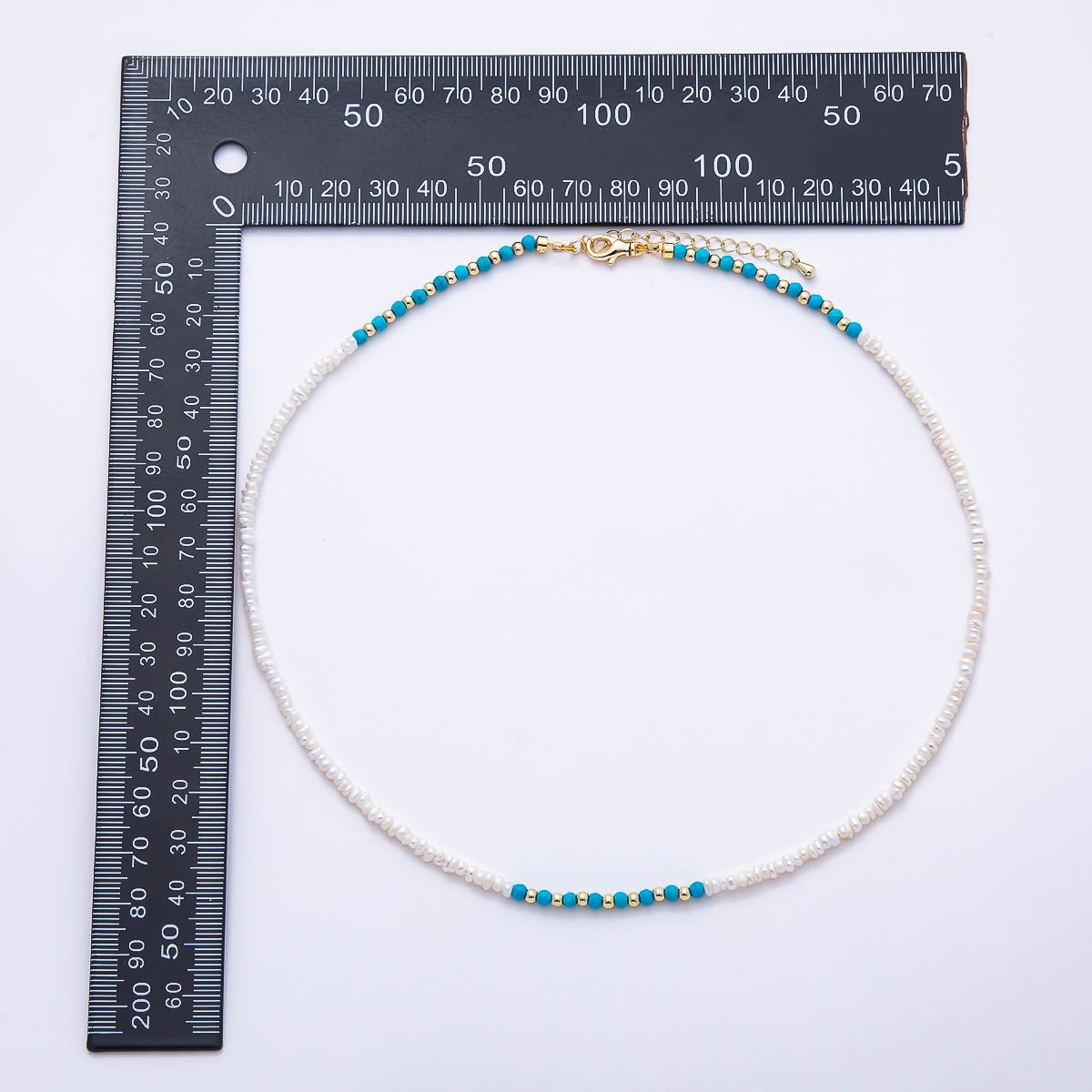 16K Gold Filled Turquoise & Freshwater Pearl Gemstone Necklace