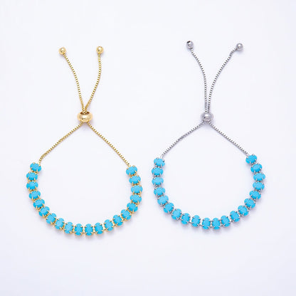 16K Gold Filled Turquoise Oval Gemstone Bolo Slide Bracelet