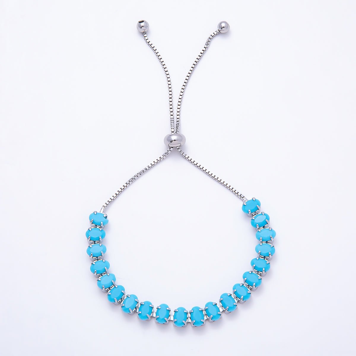 16K Gold Filled Turquoise Oval Gemstone Bolo Slide Bracelet