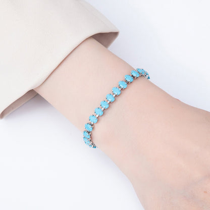 16K Gold Filled Turquoise Oval Gemstone Bolo Slide Bracelet
