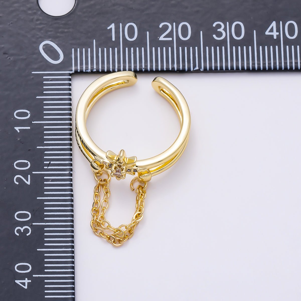16K Gold Filled CZ Celestial North Star Double Band Ring