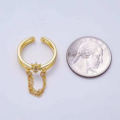 16K Gold Filled CZ Celestial North Star Double Band Ring