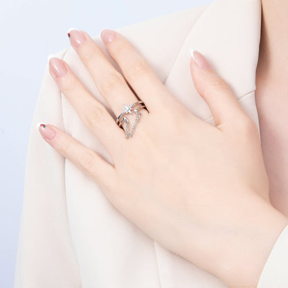 16K Gold Filled CZ Celestial North Star Double Band Ring