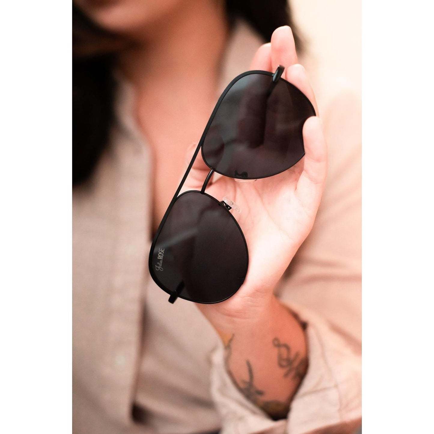 Black/Black - High Quality Unisex Aviator Sunglasses *