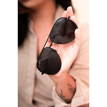 Black/Black - High Quality Unisex Aviator Sunglasses *