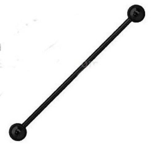 14g (1.6 mm) Black Titanium Anodized Industrial Barbell Earring | Fashion Hut Jewelry