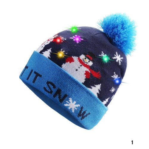 Pom Pom Party Holiday Hats With LED Lights Fashion Hut Jewelry