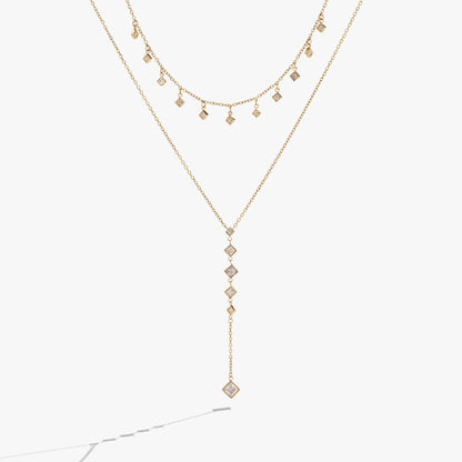 Two-Layered Princess Cut Crystal Necklace