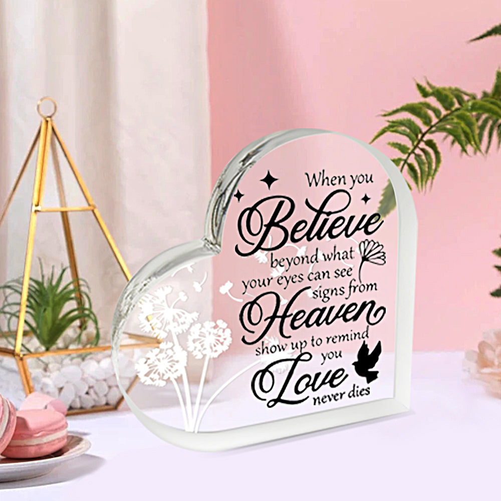 Memorial Heart With Gift Box - Acrylic Dandelion In Wind