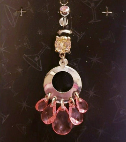 Multi-Crystal Oval Navel Dangle - Fashion Hut Jewelry