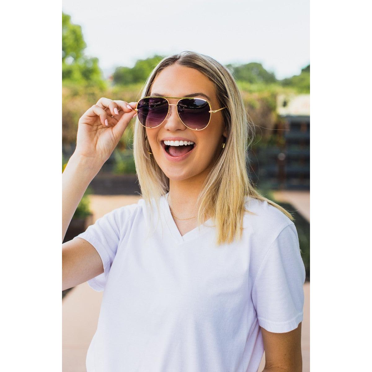 Gold/Gray- High Quality Unisex Aviator Sunglasses*