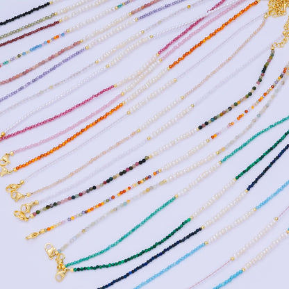 24K Gold Filled Natural Gemstone Bead Anklet with Extender