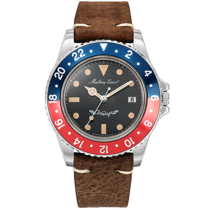 Mathey Tissot Men's Vintage GMT Pepsi Bezel Watch