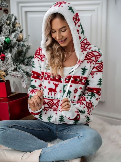 Women's Christmas Zip-Up Hoodie Jacket