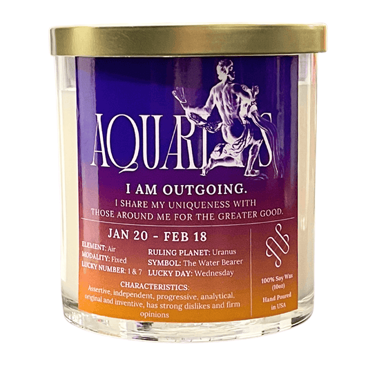 Aquarius Zodiac Sign Candle