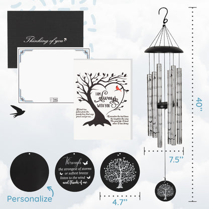 Gift Bundle - Serenity Memorial Wind Chimes, Thoughtful Gift For Special Occasions or Reflections Amazing Grace Scripture 40"