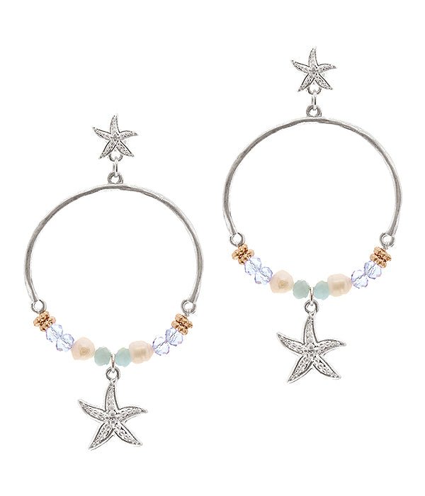 Starfish Glass Bead Hoop Earrings | Fashion Hut Jewelry
