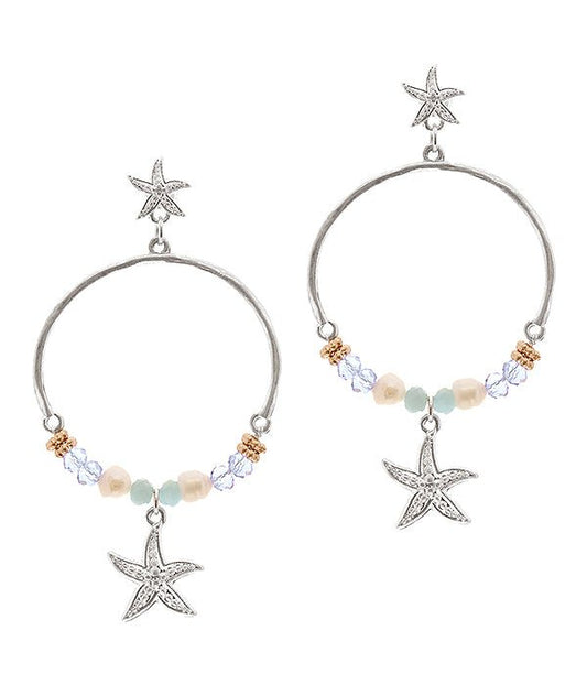 Starfish Glass Bead Hoop Earrings | Fashion Hut Jewelry