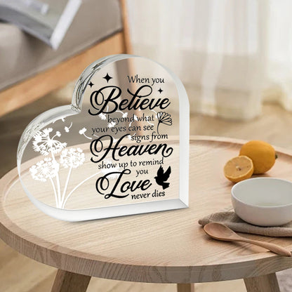 Memorial Heart With Gift Box - Acrylic Dandelion In Wind