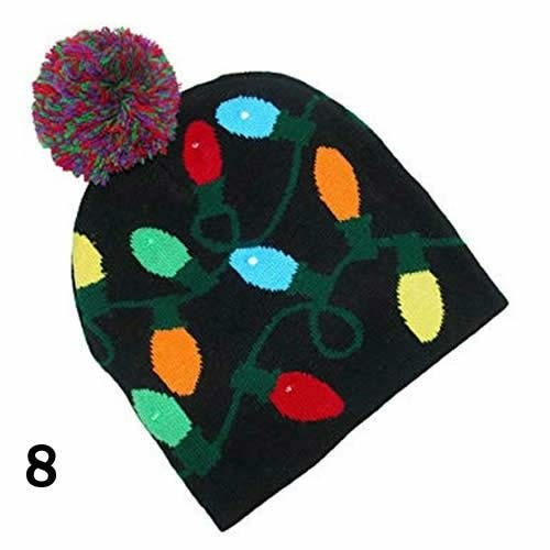 Pom Pom Party Holiday Hats With LED Lights Fashion Hut Jewelry
