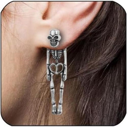 Skeleton Stud Dangle Earrings - Pair