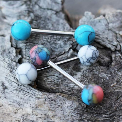 Nipple Bar Set with Synthetic Stones