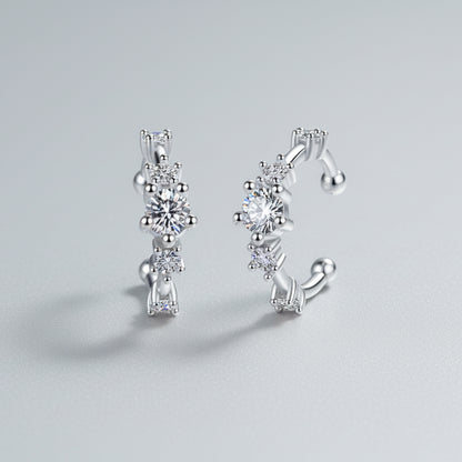 Moissanite Rhodium-Plated Cuff Earrings