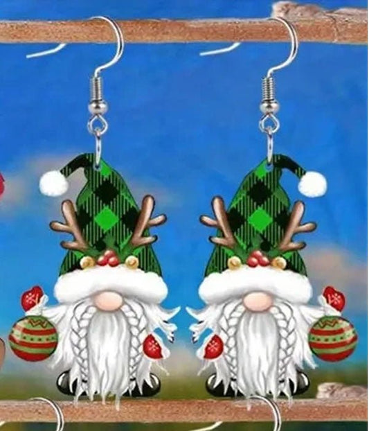 Gnome Christmas Earrings - Green Fashion Hut Jewelry