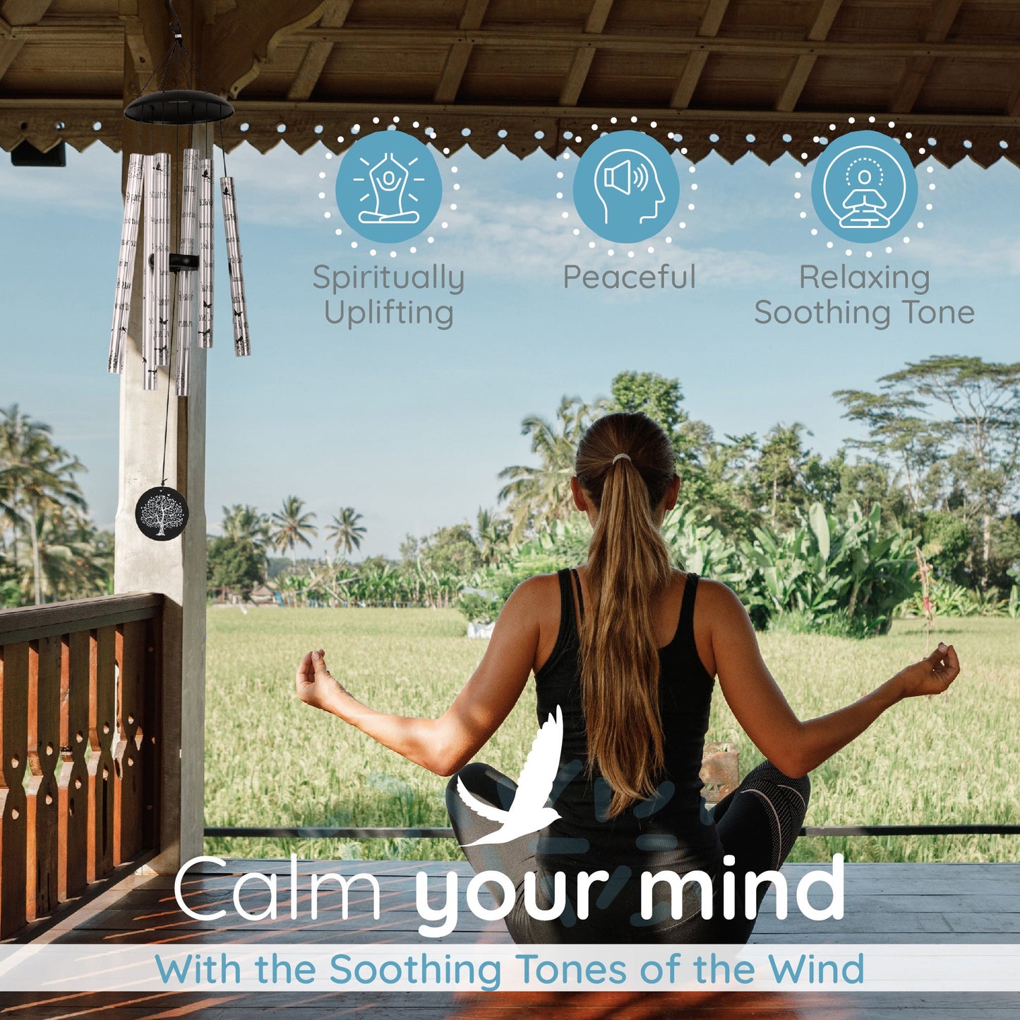 Gift Bundle - Serenity Memorial Wind Chimes, Thoughtful Gift For Special Occasions or Reflections Amazing Grace Scripture 40"