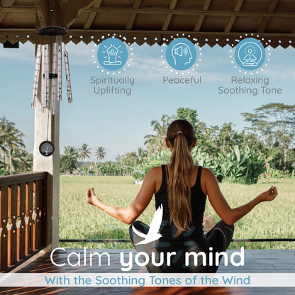 Gift Bundle - Serenity Memorial Wind Chimes, Thoughtful Gift For Special Occasions or Reflections Amazing Grace Scripture 40"