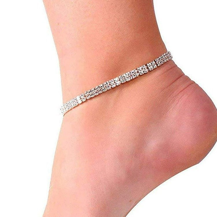 Rhinestone Double Row Stretch Anklet