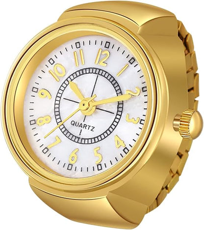Gold Stainless Steel Quartz Ring Watch