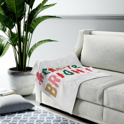 Christmas Holiday Merry & Bright Plush Blanket Throw Fashion Hut Jewelry