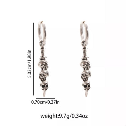 Halloween Skull Chain Drop Earrings