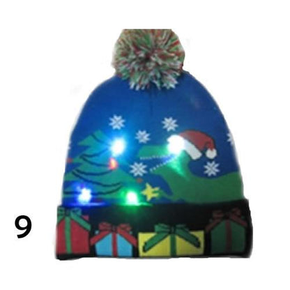 Pom Pom Party Holiday Hats With LED Lights Fashion Hut Jewelry