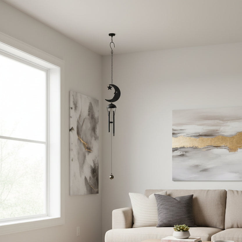 Black Crescent Moon Windchime