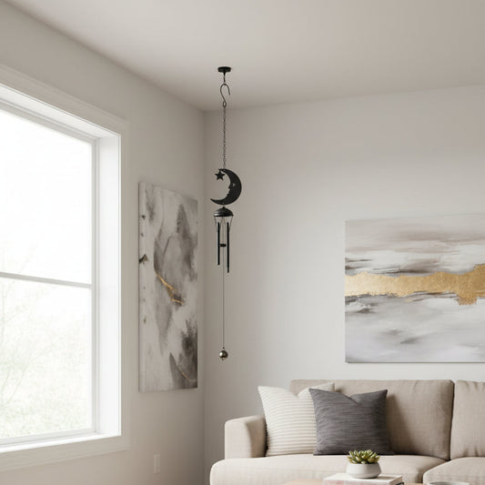 Black Crescent Moon Windchime